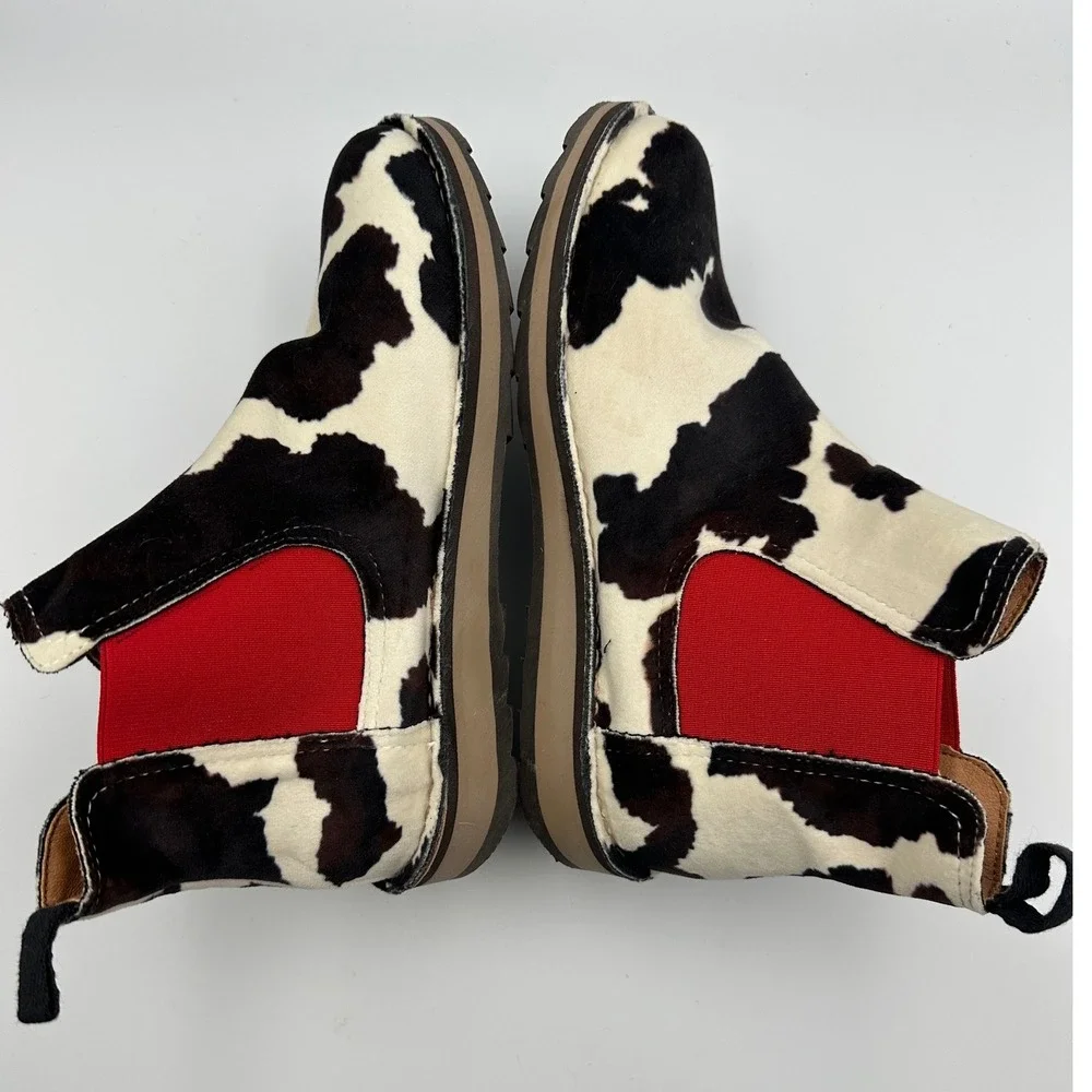 Toni Pons Winter‎ Isona Chelsea Leather Boot Cow Hide Print Spain 36 (6) NEW